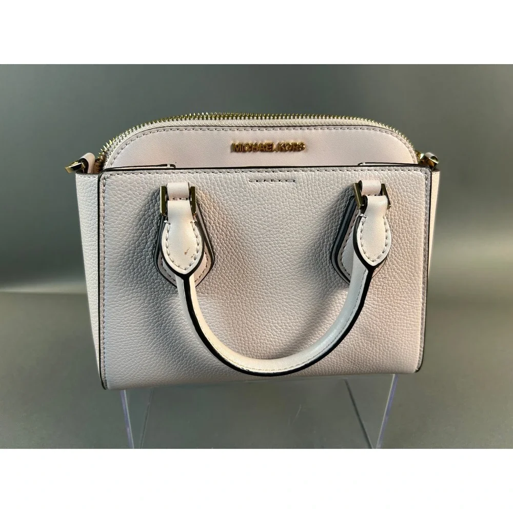 Michael Kors Pink Pebbled Leather Satchel and Dome Pouch 2-in-1 Handbag Set
